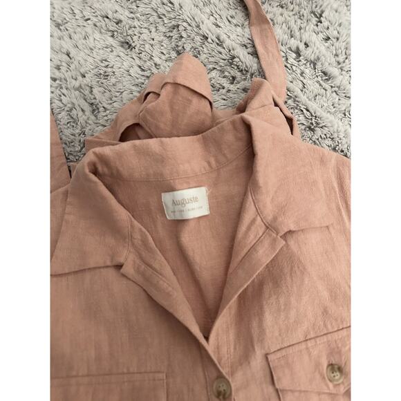 Revolve Auguste The Label Patty Tie Belt Playsuit In Blush Size 2 - Picture 8 of 8